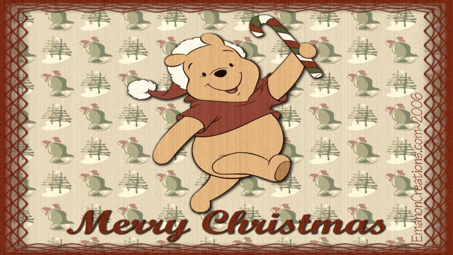 Pooh Xmas Cane Wp